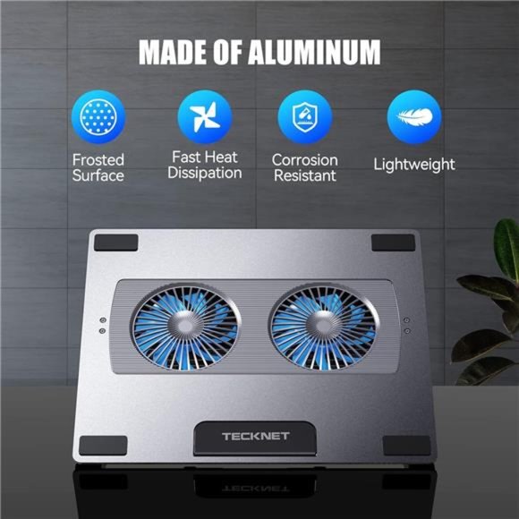 Laptop Cooling Pad, Adjustable Aluminum Laptop Stand, Portable Ultra-Slim Quiet - Picture 2 of 6